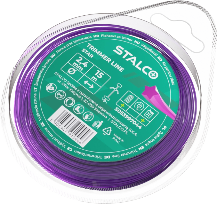 STALCO PERFECT Żyłka do Kosy Star 2,4 mm × 15 m Gwiazdka S053997044