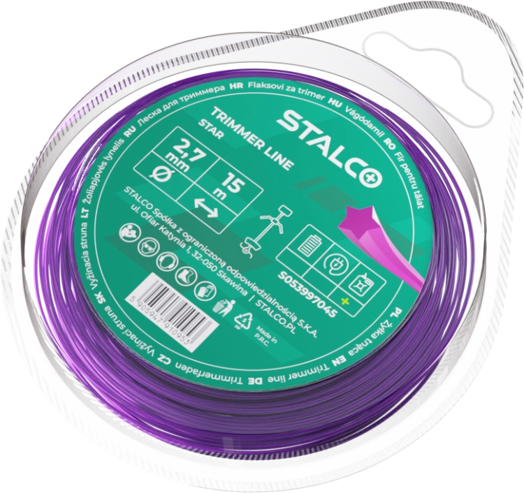 STALCO PERFECT Żyłka do Kosy Star 2,7 mm × 15 m Gwiazdka S053997045