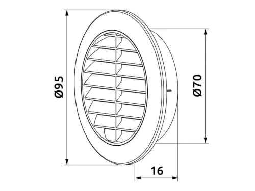 AWENTA MINI-AWENT T75 Kratka Wentylacyjna Drzwiowa Ø70 mm Biała z Siatką