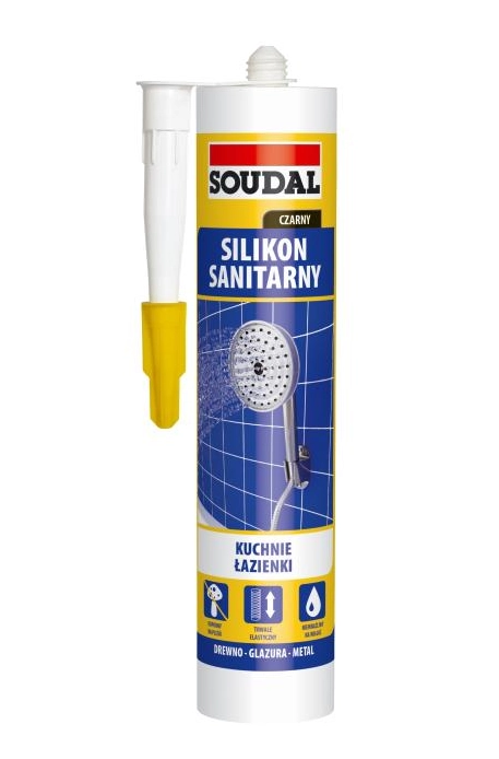 SOUDAL Silikon Sanitarny Czarny 280 ml Odporny na Pleśń i Grzyby