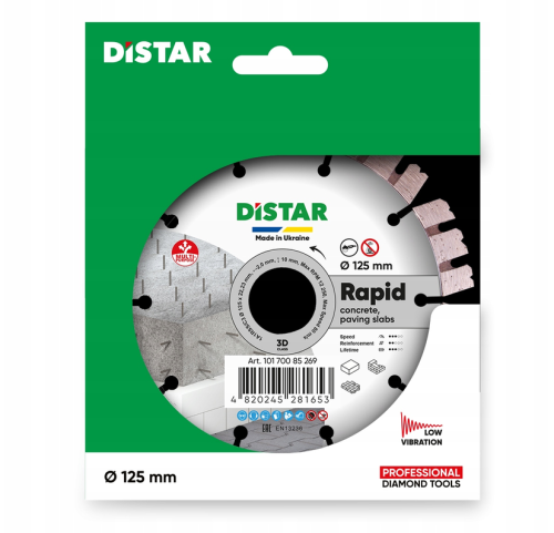 DISTAR RAPID Tarcza Diamentowa 125 × 2,0 × 10 × 22,23 mm do Betonu Zbrojonego