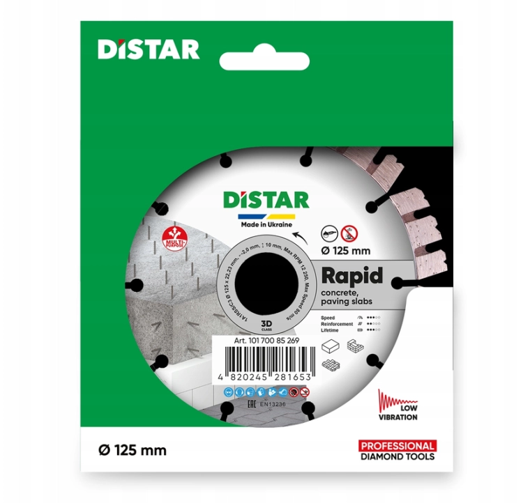 DISTAR RAPID Tarcza Diamentowa 125 × 2,0 × 10 × 22,23 mm do Betonu Zbrojonego