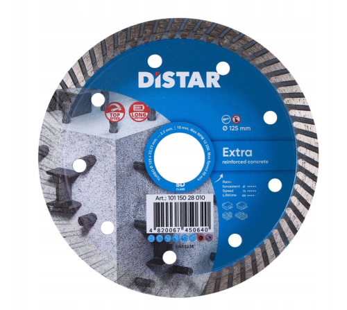 DISTAR EXTRA Tarcza Diamentowa Turbo 125 × 2,2 × 10 × 22,23 mm do Betonu Zbrojonego