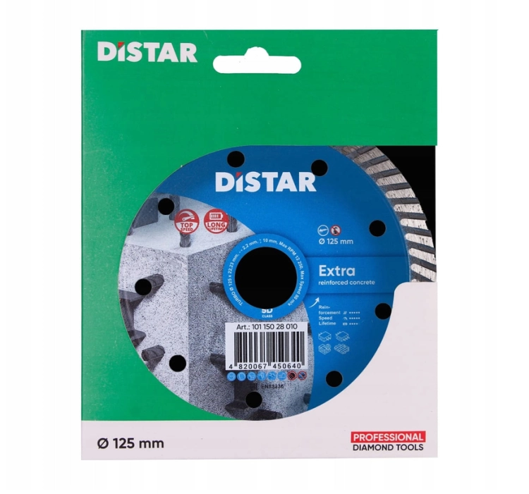DISTAR EXTRA Tarcza Diamentowa Turbo 125 × 2,2 × 10 × 22,23 mm do Betonu Zbrojonego