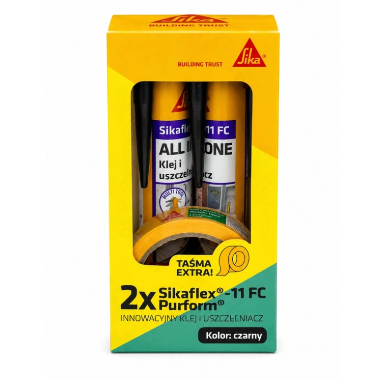 SIKA Sikaflex-11 FC Purform Czarny 300 ml 2 szt. + Taśma Washi do Dylatacji