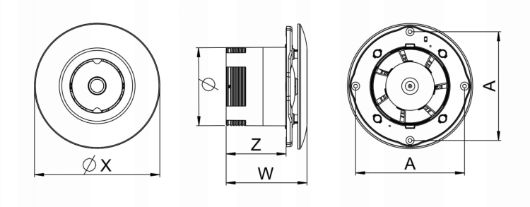WENTYLATOR SUFITOWY OKRĄGŁY FI.100 STANDARD WXO100 AWENTA