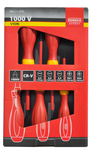 KOMPLET WKRĘTAKÓW IZOLOWANYCH 6SZT 1000V (DLA ELEKTRYKÓW) MODECO