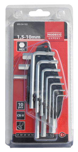 ZESTAW KLUCZY IMBUSOWYCH 10SZT CR-V 1,5-10MM MN-54-102 MODECO
