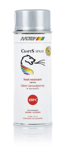 SPRAY CRAFTS LAKIER ŻAROODPORNY SREBRNY 690 C 400ML MOTIP