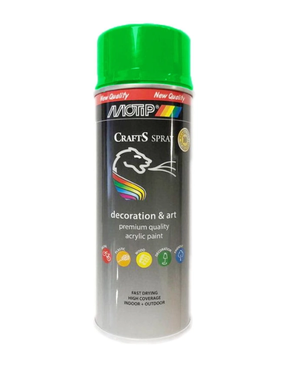 SPRAY CRAFTS LAKIER ZIELONY JASNY RAL 6018 400ML MOTIP