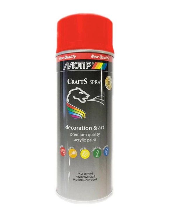 SPRAY CRAFTS LAKIER CZERWONY RAL 3020 400ML MOTIP