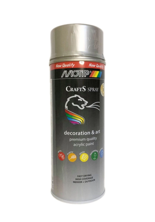 SPRAY CRAFTS LAKIER SREBRNY RAL 9006 400ML MOTIP