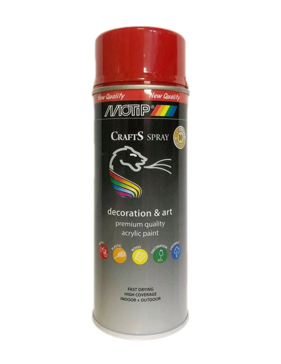 SPRAY CRAFTS LAKIER CZERWONY RAL 3000 400ML MOTIP