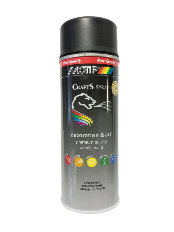 SPRAY CRAFTS LAKIER CZARNY MAT RAL 9005 400ML MOTIP