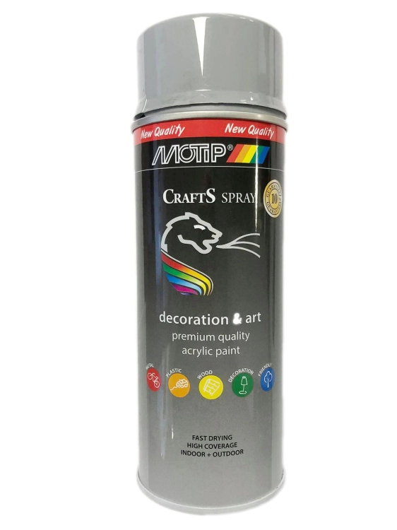 SPRAY CRAFTS LAKIER SREDNIO SZARY RAL 7001 400ML MOTIP