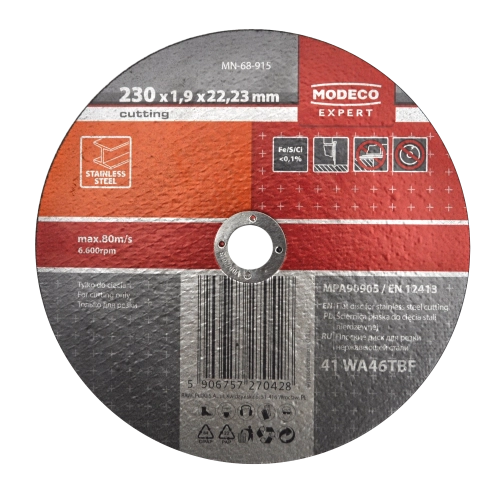 TARCZA DO CIĘCIA METALU CIEŃKA GR.1,9MM FI.230MM B-12273 MODECO