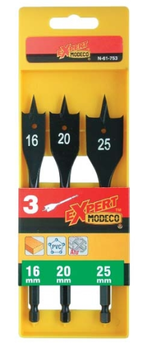 ZESTAW WIERTEŁ DO DREWNA ŁOPATKOWYCH 3SZT 16-20-25MM MODECO