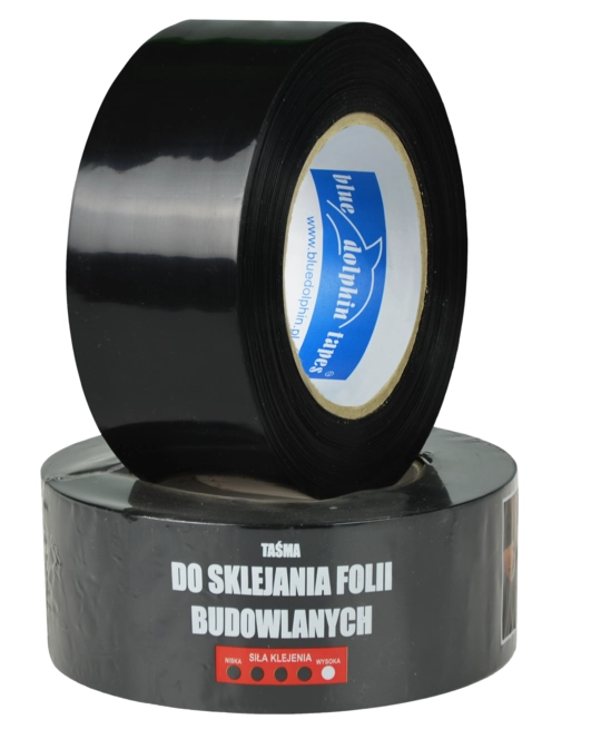 TAŚMA DO SKLEJANIA FOLII BUDOWLANYCH CZARNA 50MMX50M BLUE DOLPHIN