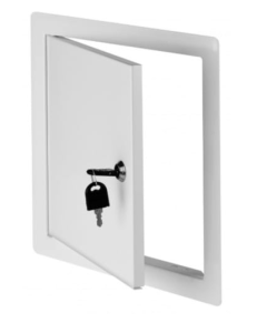 DRZWICZKI REWIZYJNE METALOWE BIAŁE Z ZAMKIEM 20X20CM DM85Z AWENTA