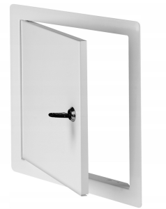 DRZWICZKI REWIZYJNE METALOWE BIAŁE Z ZAMKIEM 30X30CM DM91Z AWENTA