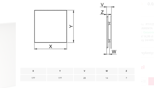 PANEL WENTYLATORA TRAX INOX FI 125 PTI125 AWENTA