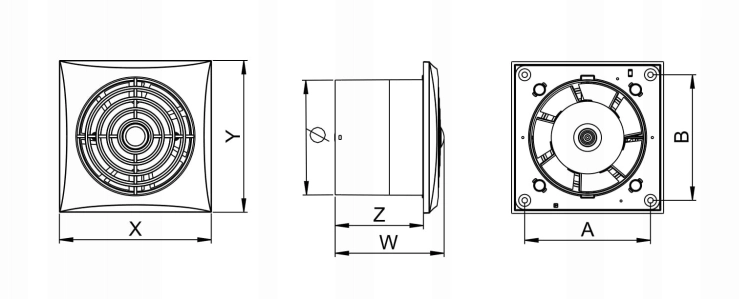 WENTYLATOR Z WYŁĄCZNIKIEM SZNURKOWY SILENCE FI.125 WZ125W AWENTA