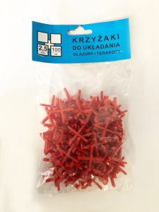 KRZYŻYKI DYSTANSOWE 2,5MM OP. 100SZT. CZERWONE MJ PLASTIK