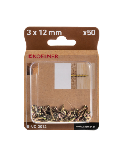 WKRĘTY DO DREWNA UTWARDZANE 3x12MM 50SZT KOELNER