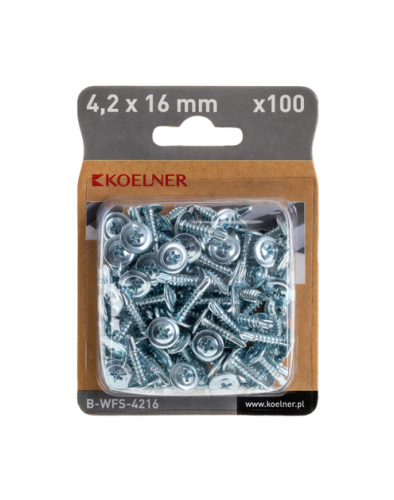 WKRĘTY SAMOWIERCĄCE DO STALI Z ŁBEM PŁASKIM 4,2X16MM 100SZT KOELNER
