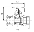 ZAWÓR KULOWY MINI Z KOŃCÓWKĄ PEX/AL 16X2MM FERRO