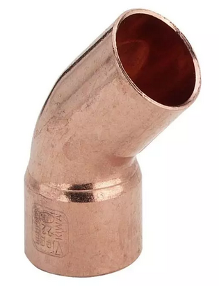 KOLANO MIEDZIANE NYPLOWE 45 LUT 100292 15MM VIEGA