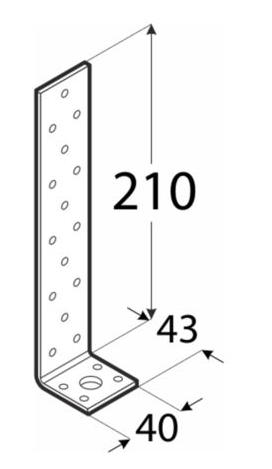ŁĄCZNIK BUDOWLANY KK11 210X43X40 KĄTOWNIK KOTWOWY DOMAX