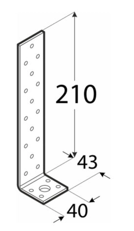 ŁĄCZNIK BUDOWLANY KK11 210X43X40 KĄTOWNIK KOTWOWY DOMAX