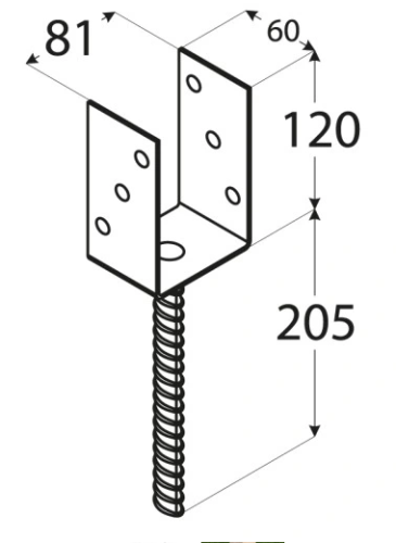 PODSTAWA SŁUPA ZATAPIANAPS80U 81X120 DOMAX