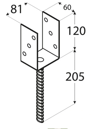 PODSTAWA SŁUPA ZATAPIANAPS80U 81X120 DOMAX