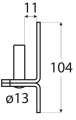 UCHWYT CZOPOWY CZARNY 11X104X4,0 C 13/11 DOMAX