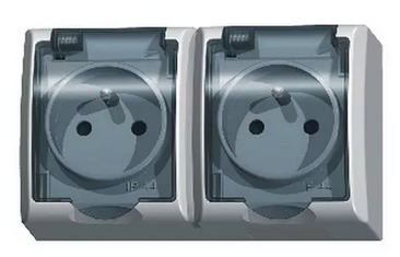 GNIAZDO PODWÓJNE Z UZIEMIENIEM WIECZKO PRZEZROCZYSTE FALA GNH-2HZ/00/D OSPEL