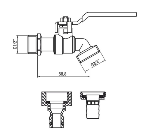 ZAWÓR KULOWY OGRODOWY 1/2" Z ADAPTERAMI CHROM VFA152L DEANTE