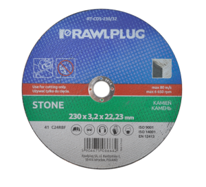 ŚCIERNICA KORUNDOWA DO CIĘCIA KAMIENIA 230X3X22 RT-CDS-230/32 RAWLPLUG