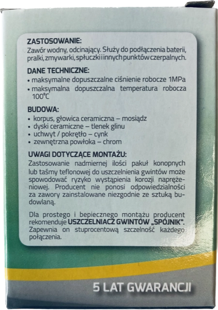 ZAWÓR KĄTOWY MINI Z GŁOWICĄ CERAMICZNĄ 1/2"x3/4" IMPET