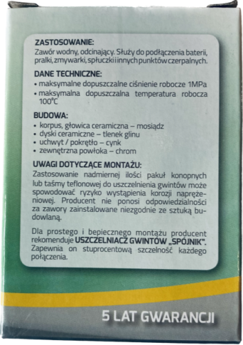 ZAWÓR KĄTOWY MINI Z GŁOWICĄ CERAMICZNĄ 1/2"x1/2" IMPET