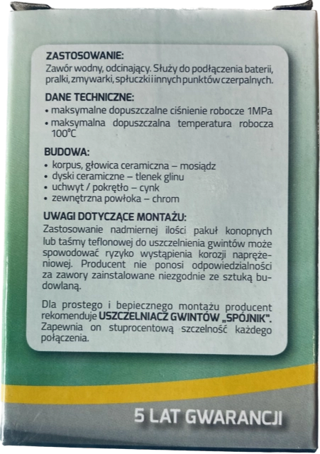 ZAWÓR KĄTOWY MINI Z GŁOWICĄ CERAMICZNĄ 1/2"x1/2" IMPET