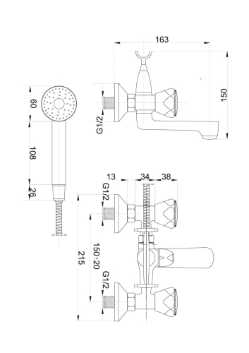 HYDRO STANDARD BATERIA WANNOWA ŚCIENNA B.101 ''21''