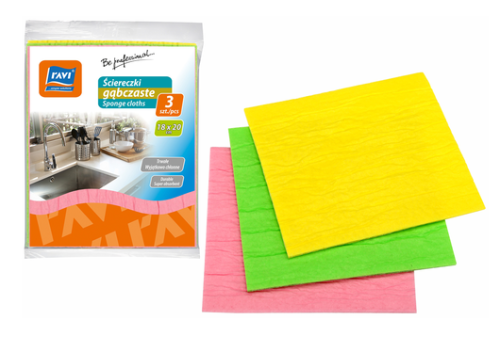 ŚCIERECZKI GĄBCZASTE DO NACZYŃ 20x18CM OP. 3SZT RAVI