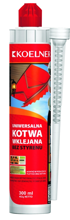 KOELNER KLEJ DO ZAKOTWIEŃ 300M+DWIE KOŃCÓWKI KOTWA CHEMICZNA