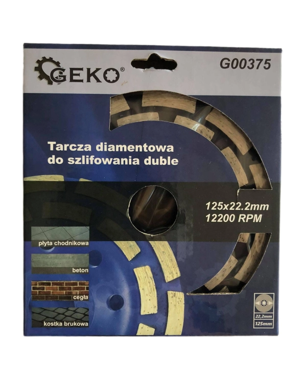 TARCZA DIAMENTOWA DO SZLIFOWANIA BETONU 125X22,2MM DWURZĘDOWA G00375 GEKO