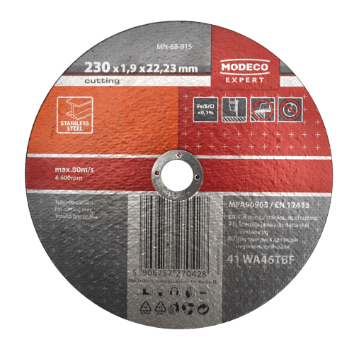 TARCZA DO CIĘCIA METALU CIEŃKA GR.1MM FI.125MM MODECO