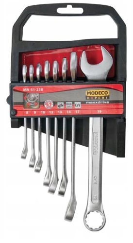 KLUCZE PŁASKO OCZKOWE 8-19MM CR-V KPL.8SZT. MN-51-238 MODECO