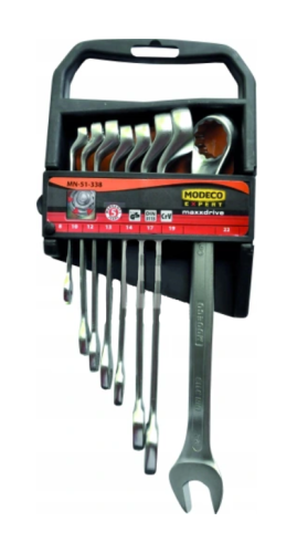 KOMPLET KLUCZY PŁASKO OCZKOWYCH 8 SZT 8-22MM MN-51-338 MODECO