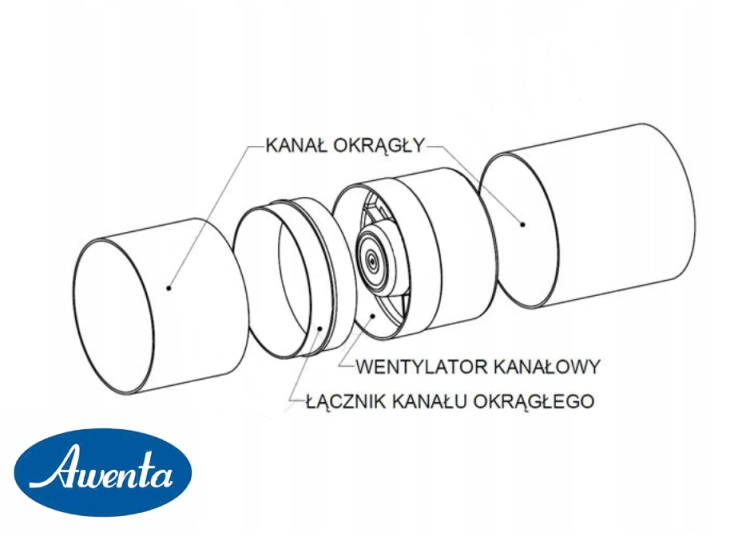 WENTYLATOR KANAŁOWY FI 125 STANDARD WKA125 AWENTA